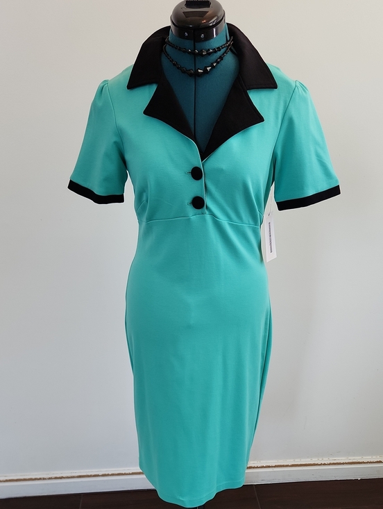 RockSteady Dresses & Skirts - 🌿 Rock Steady Mint and Black Collar Pinup Wiggle Pencil Dress SZ M